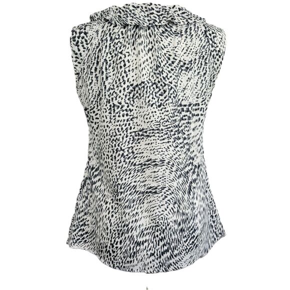 Banana Republic animal print ruffle bow sleeveless top Small - Picture 3 of 8